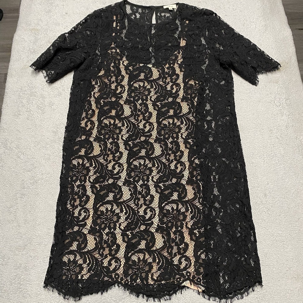 Wilfred‎ Aritzia Lace Dress Small Black Floral Nude Slip Shift Mini Casual